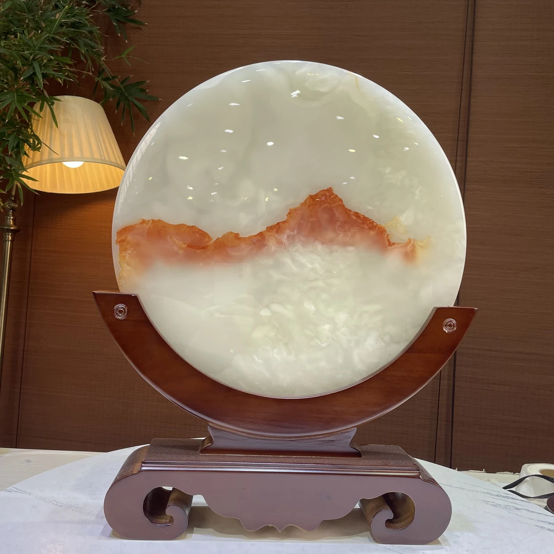 天然玉石平安扣摆件40cm客厅玄关乔迁开业家居装饰