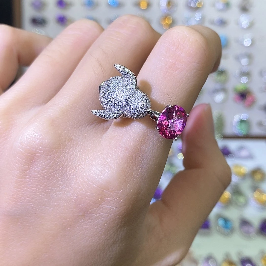 托帕石戒指银S925镶嵌白**檎（不含证书）