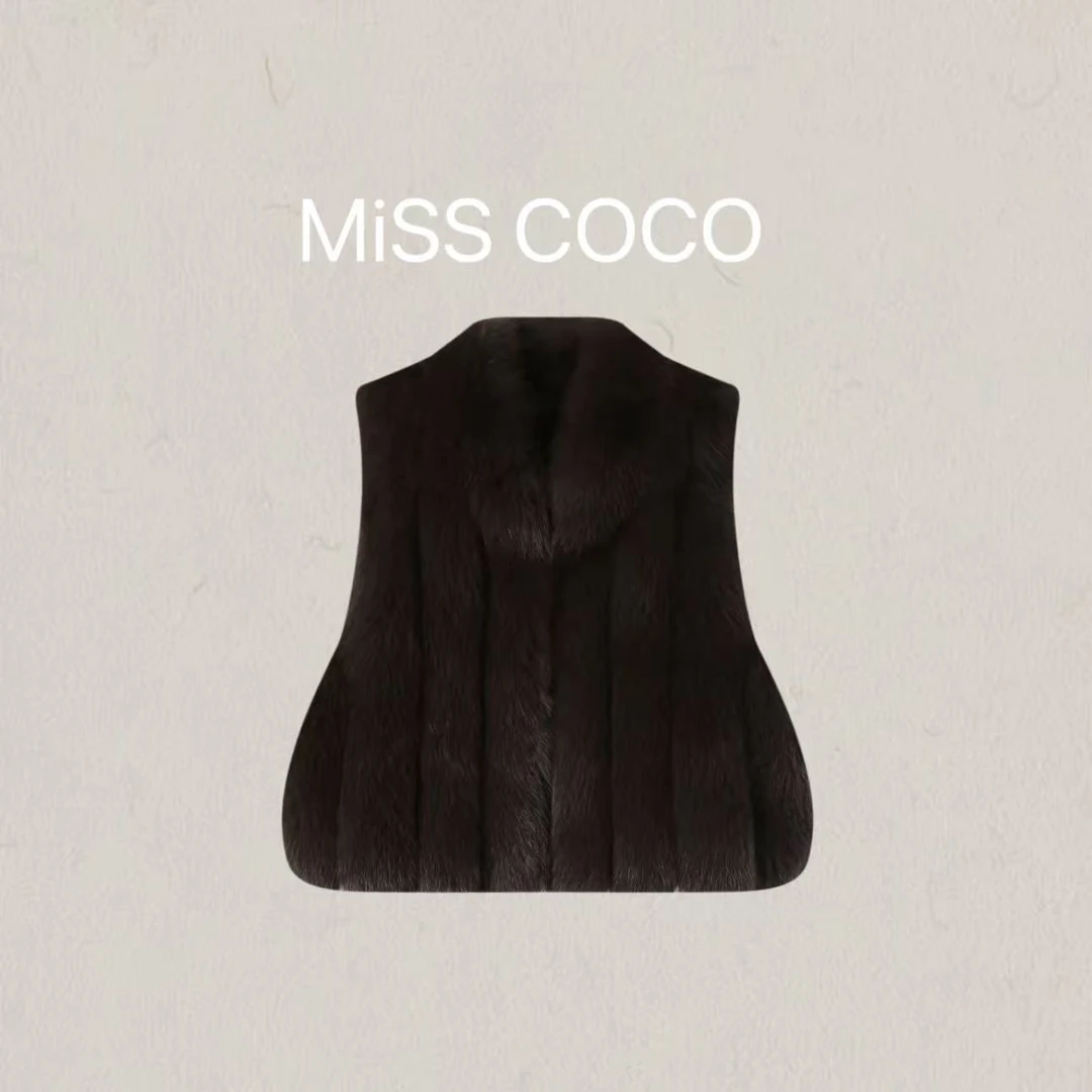 【星星专属】竖条马甲狐狸毛洋气博主穿搭设计师外套