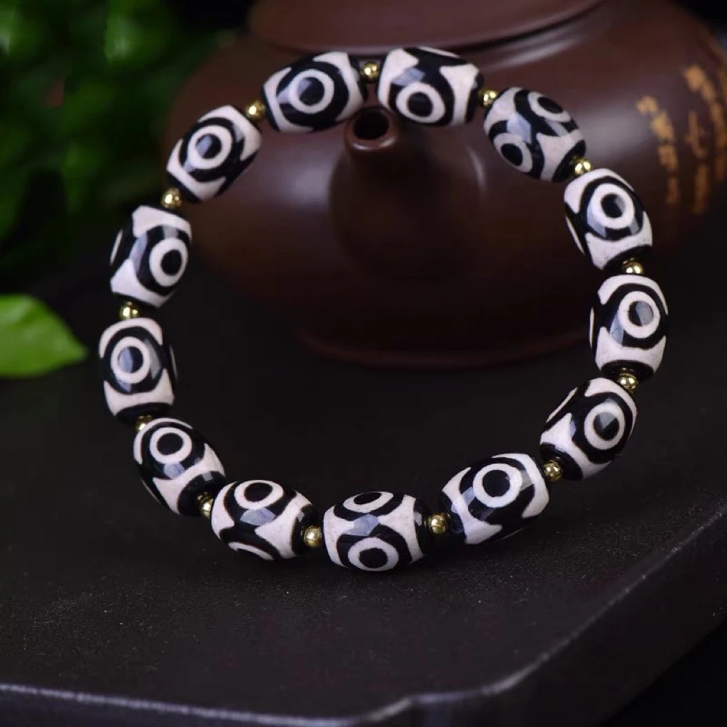 晶妃恋复古真品玛瑙玉髓三眼九眼老天珠手链手串男女款首饰礼物