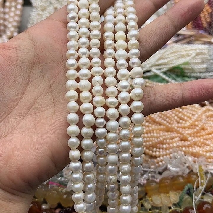 玛瑙/玉髓未镶嵌珠宝半成品一条7mm左右珍珠