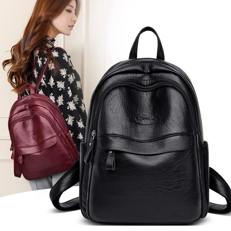 香港EOBO真皮背包2025女新款韩版百搭包包大容量旅行双肩包