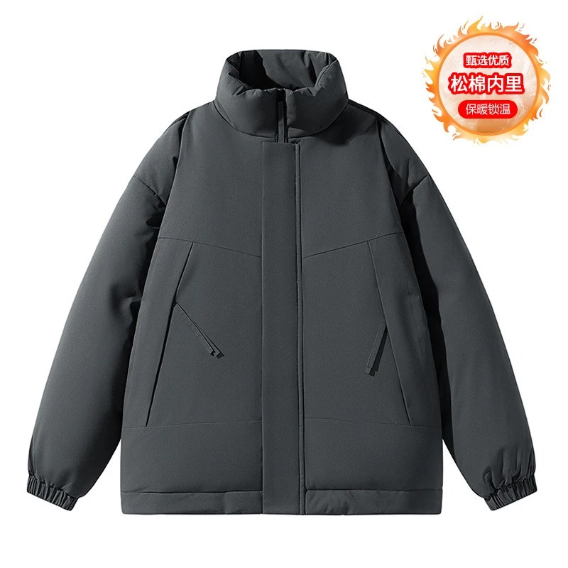 新款加绒加厚棉袄男款潮牌宽松立领棉服外套男士加绒棉服冬季大码