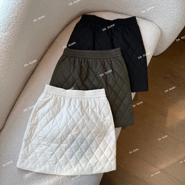 /D.X/秋冬新款『格纹』松紧腰A字型高腰显瘦半身裙/DL3829