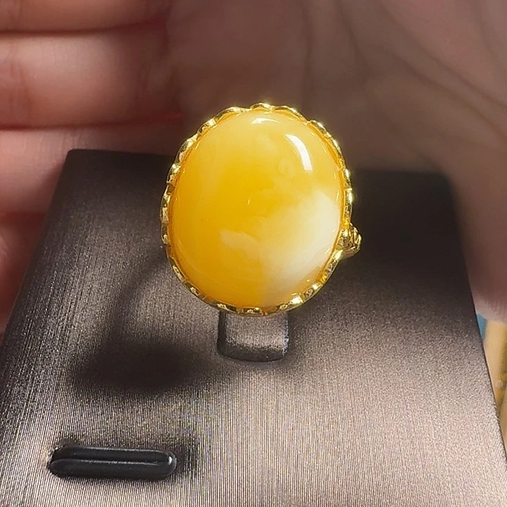 蜜蜡银S925镶嵌戒指戒指