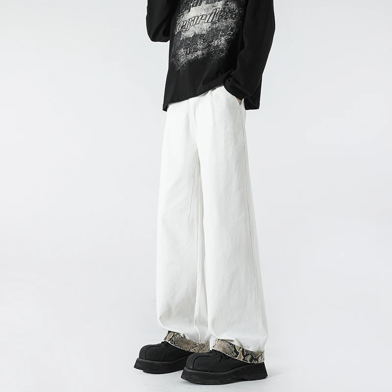 （现货现发）蛇年限定弯刀蟒蛇白色休闲裤直筒阔腿男裤子美式复古潮