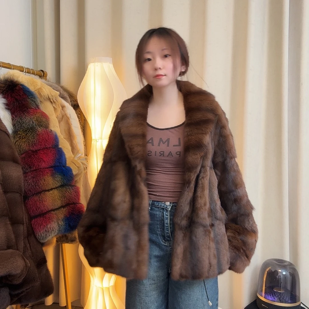 皮草松貂短款咖色