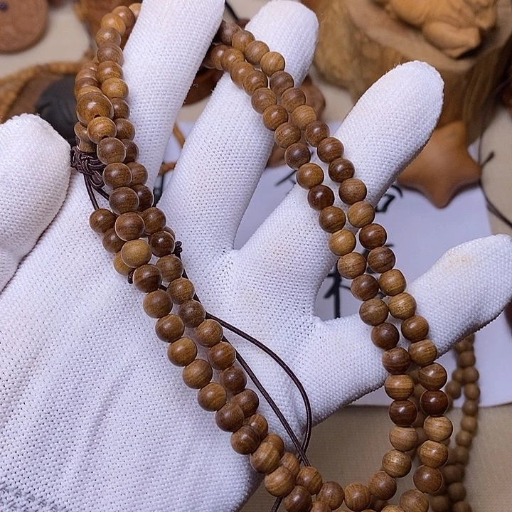 檀香木手串/手链老山檀香黑肉满纹0.6/108沉水