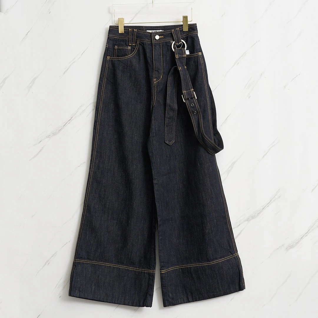 全新未使用/SJYP女士腰带装饰阔腿牛仔裤S8GP00050