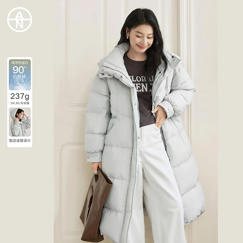 AN大码女装云朵大被子收腰羽绒服冬季新款胖mm白鸭绒加厚保暖外套