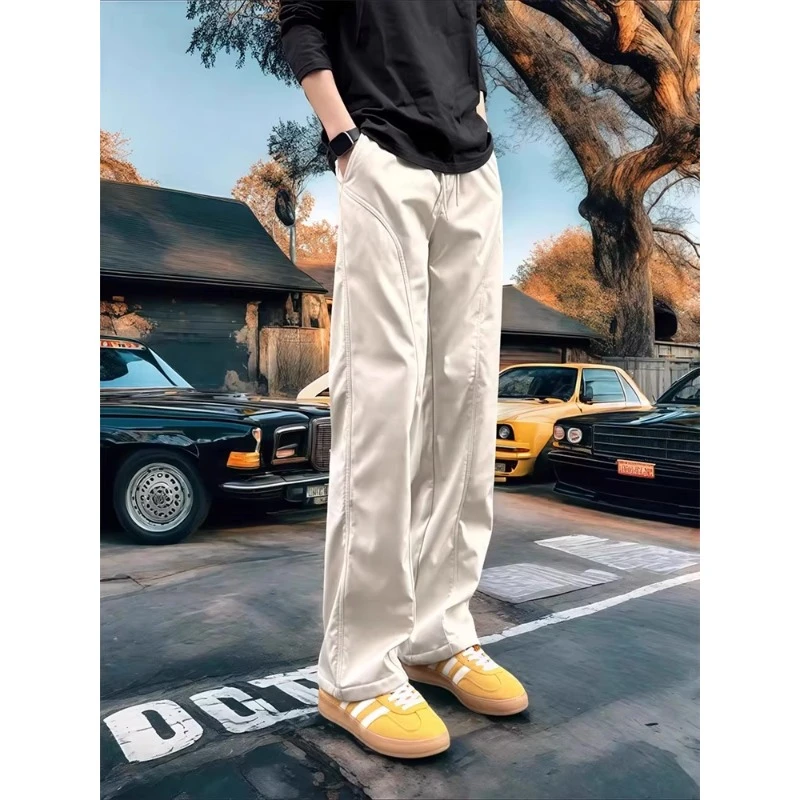 冰丝速干微喇裤子男夏季薄款cleanfit美式斜切休闲裤户外运动长裤