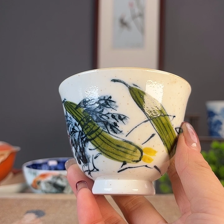 摆件景德柴烧茶杯多人