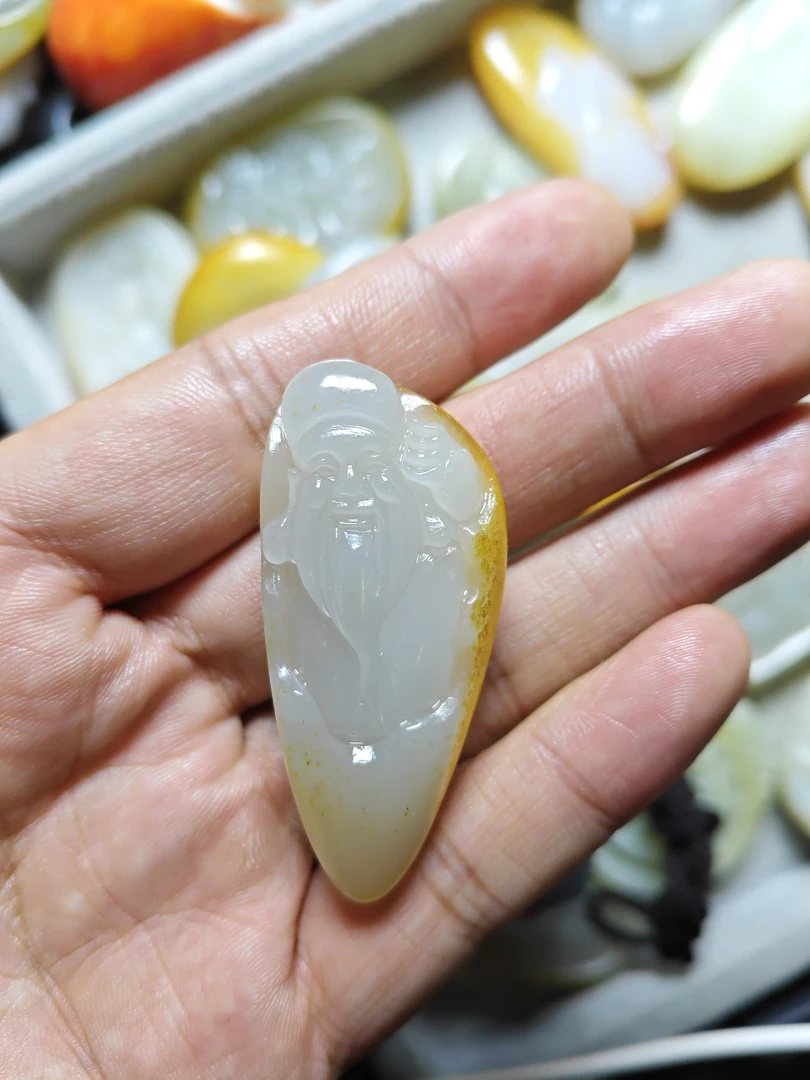 和田玉精品挂件财神