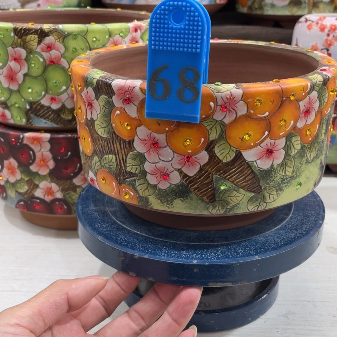 红陶拼盘花盆果子