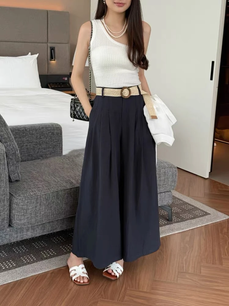 女度假风山本裤配腰带直筒裤 肆-2010