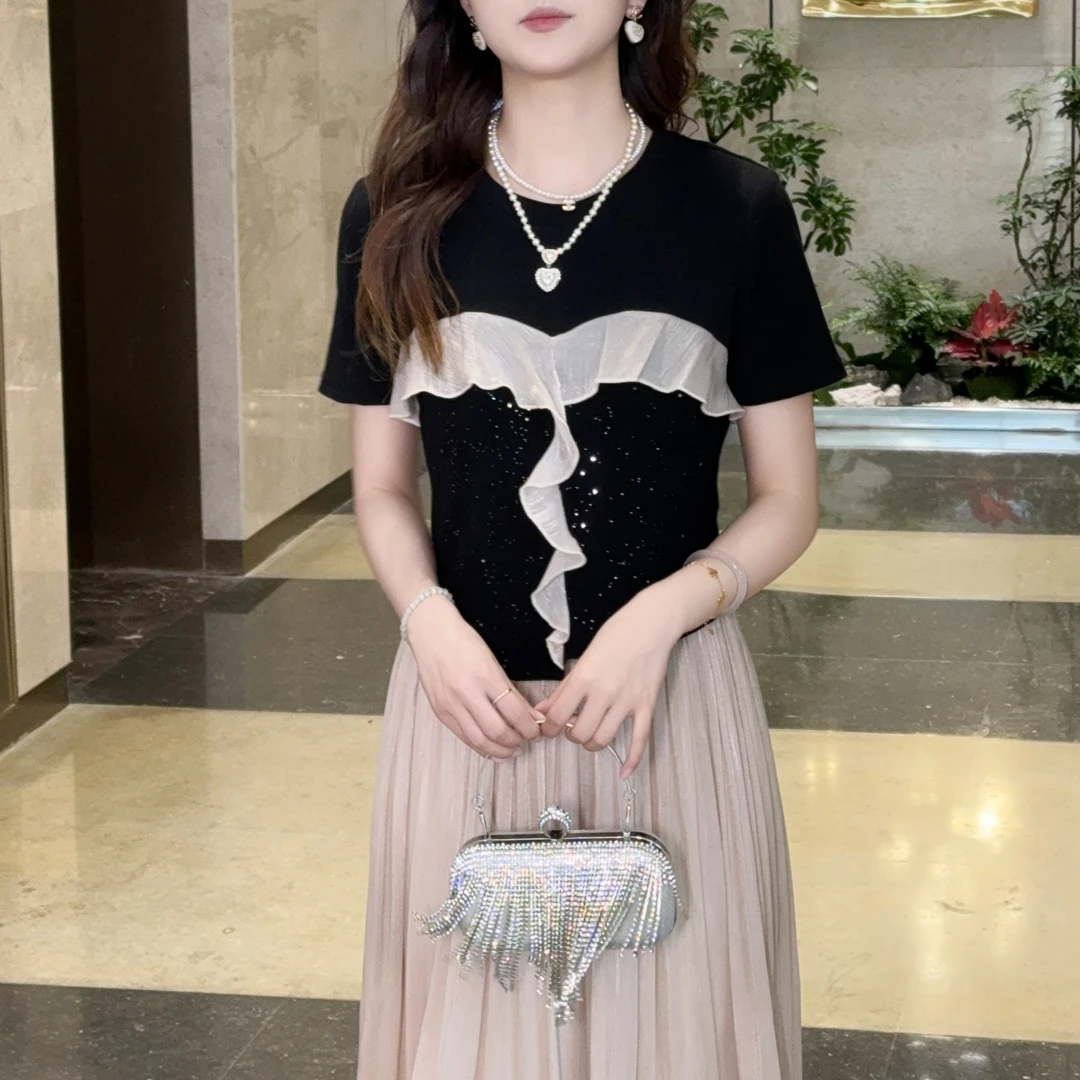 2025夏季新款显瘦气质小香风时尚女T恤