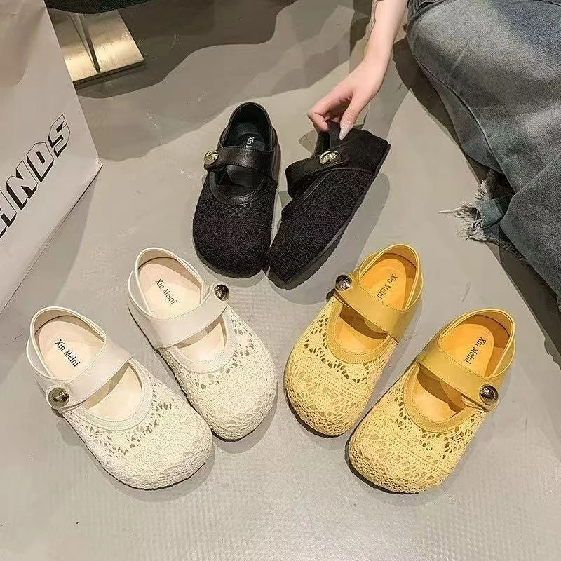舒适时尚休闲鞋玛丽珍鞋透气夏季镂空女鞋浅口百搭软底韩版防滑