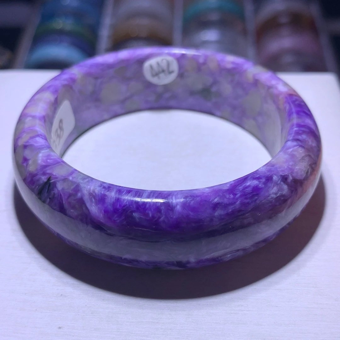 手镯银S925镶嵌水晶紫龙晶58.2圈442