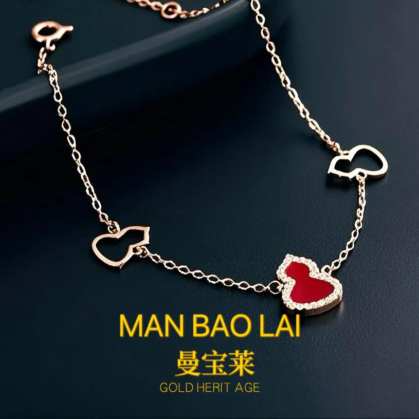 曼宝莱 非金属莫桑石手链 【红钻福链】轻奢时尚红葫芦手链MB107