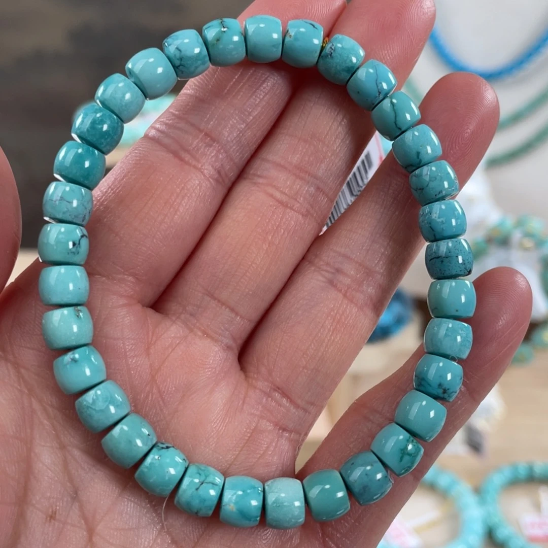 绿松石未镶嵌套链6.8精品瓷釉级直切手串