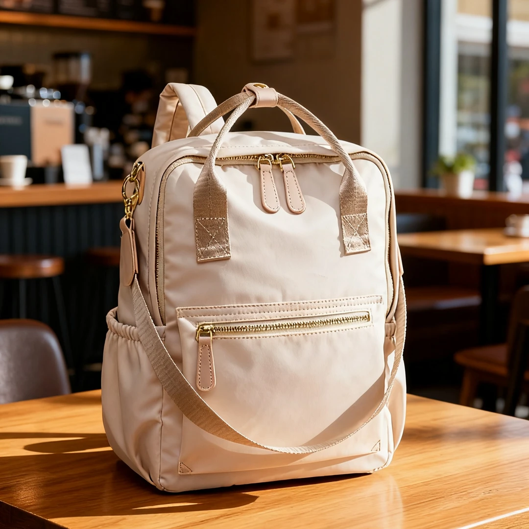 14寸笔记本双肩包女生新款简约百搭大学生书包大容量电脑旅行背包