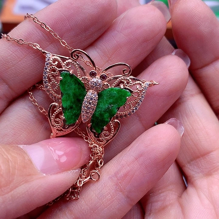 翡翠颈饰银S925镶嵌翡翠