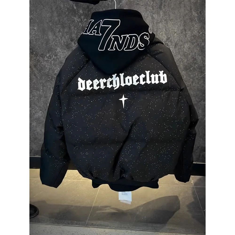 美式高街满天星羽绒棉服男冬季短款高级感加厚潮牌vibe外套面包服