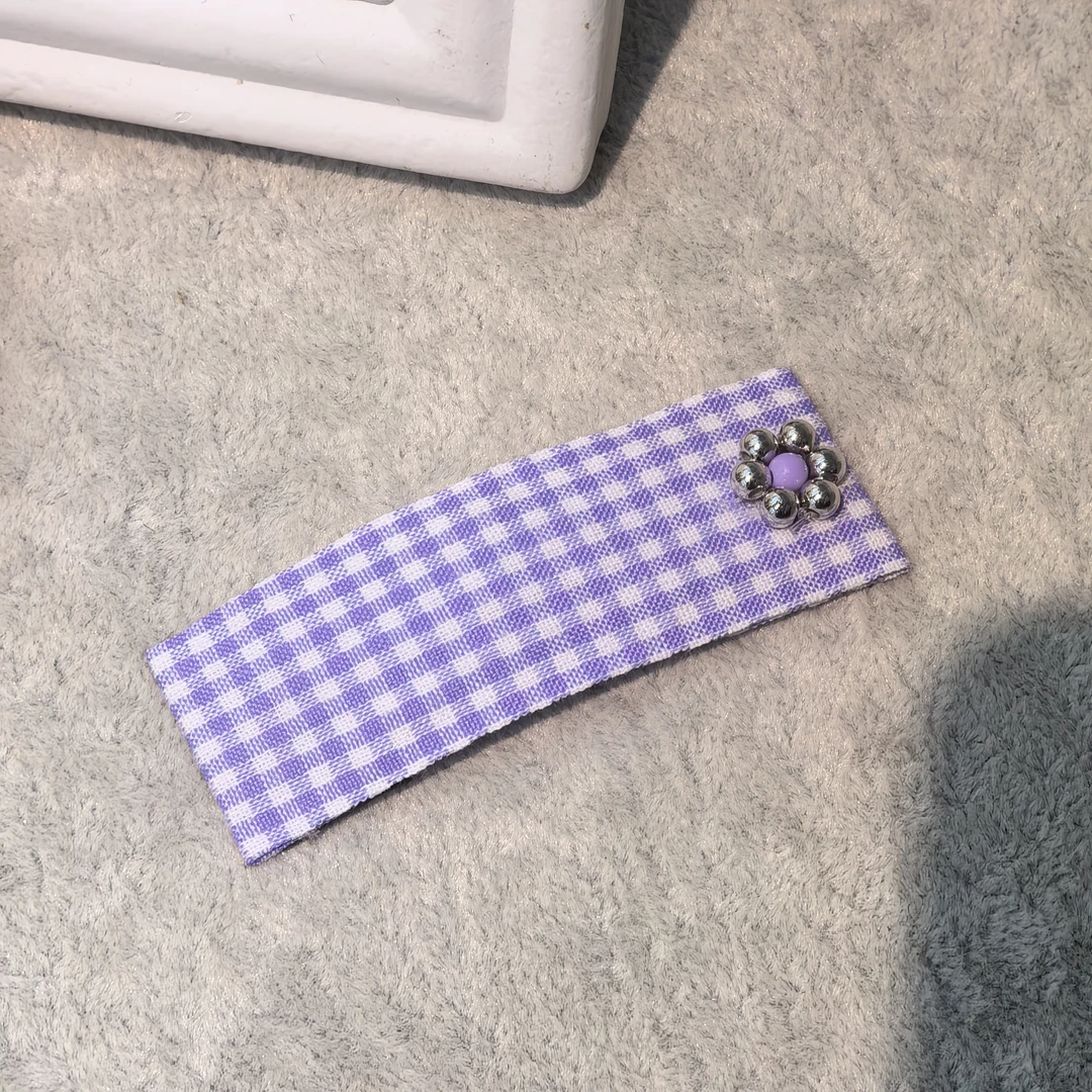 C604紫色格子花朵掰掰夹