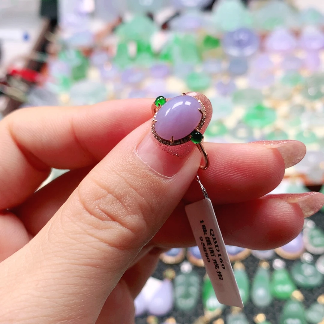 吊坠(不含链)18K金镶嵌翡翠