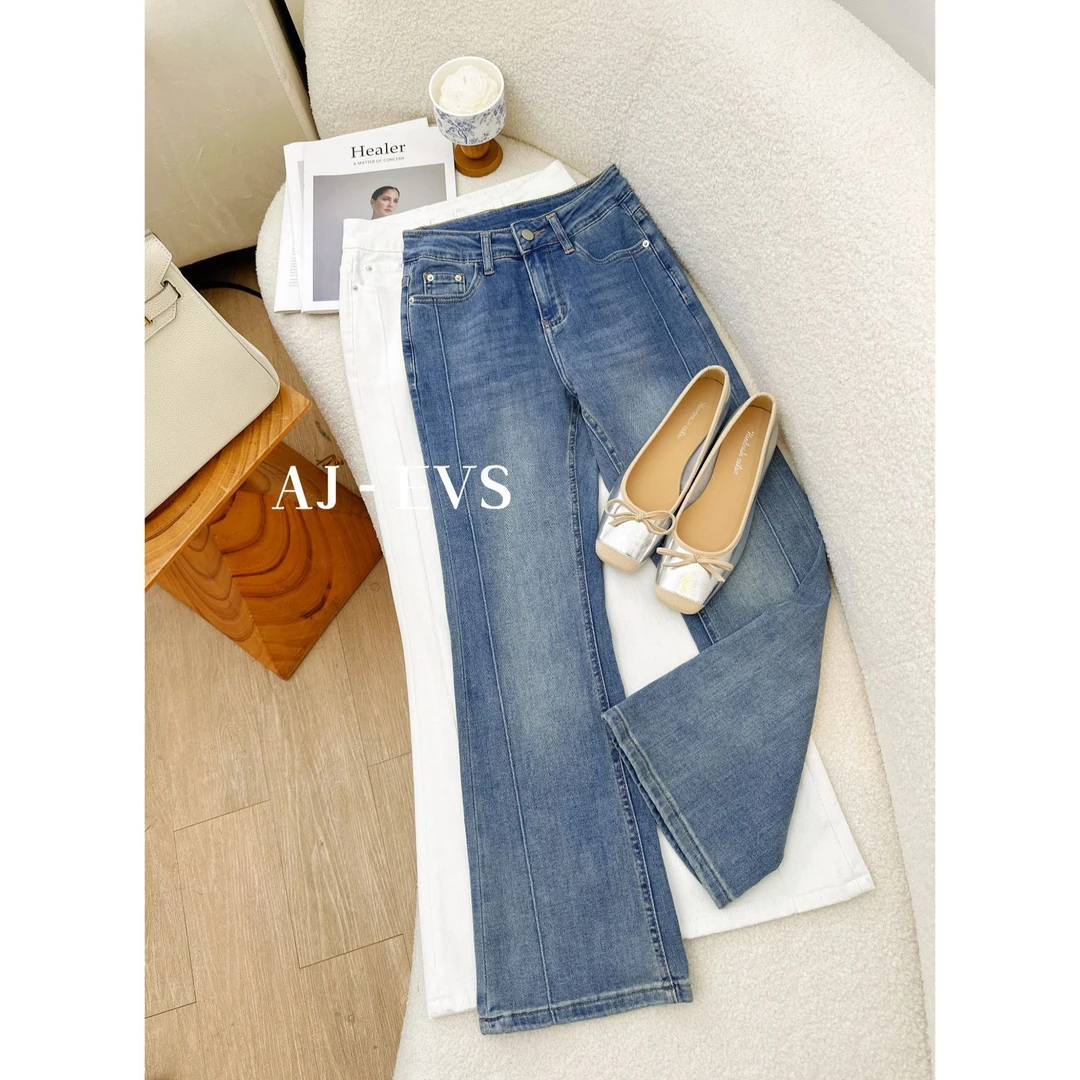AJ-EVS【好显瘦·四面高弹透气九分微喇牛仔裤】
