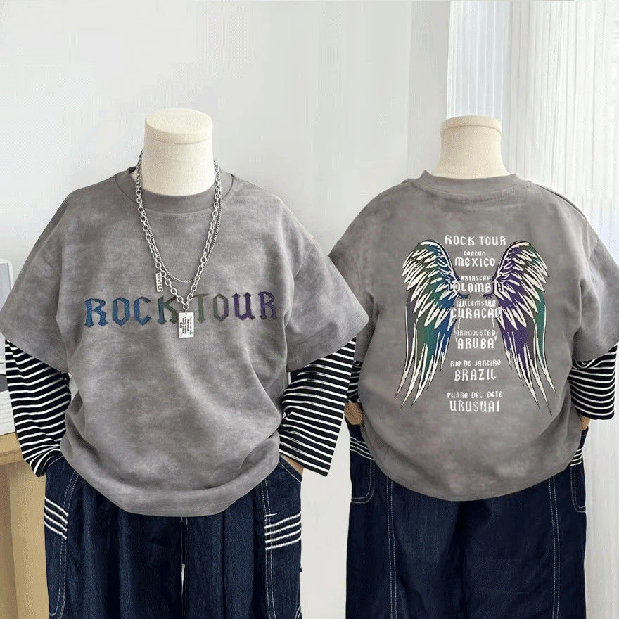 100%纯棉儿童T恤长袖春秋新款休闲百搭打底卡通印花洋气外穿上衣t