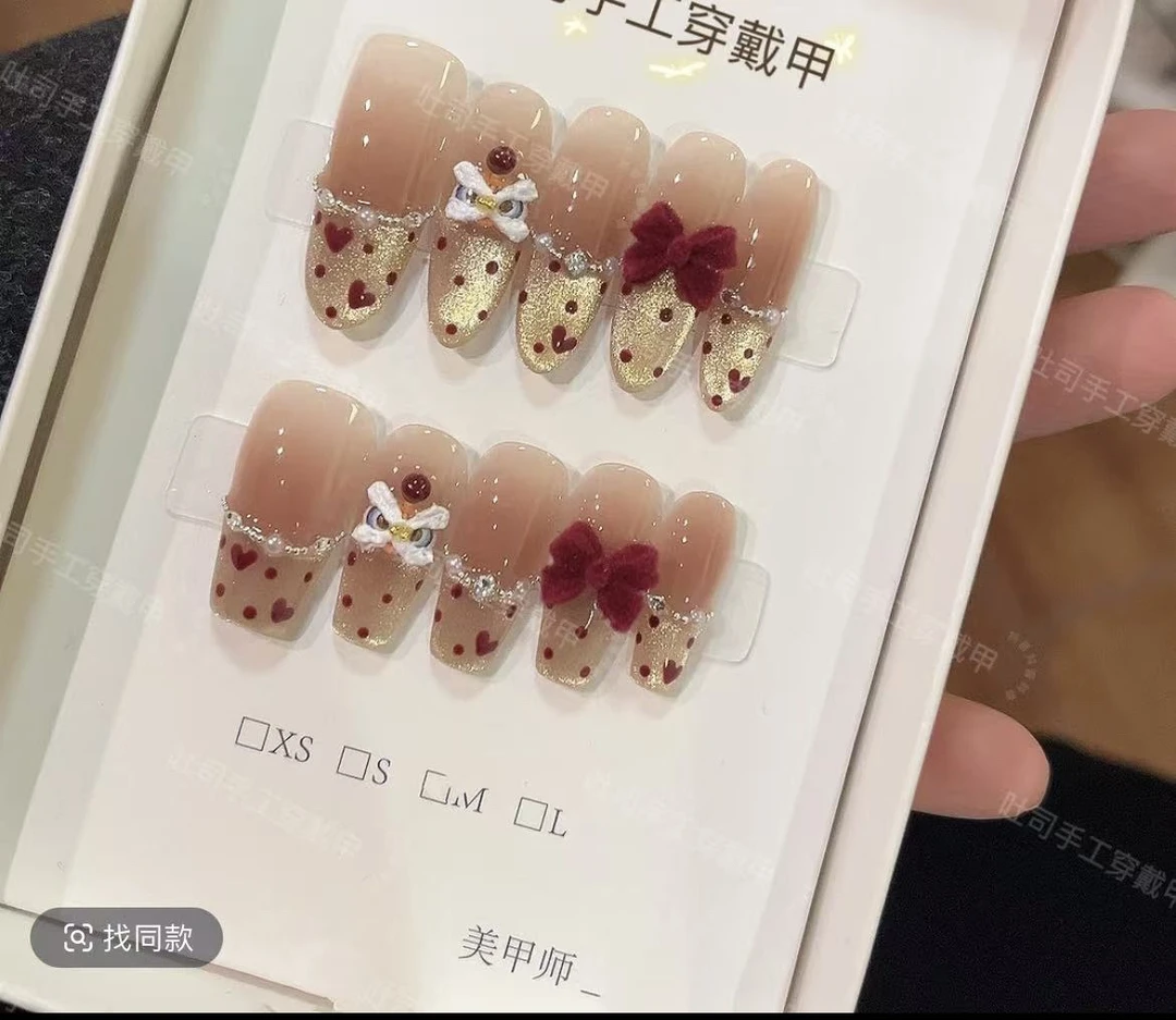 【心悦醒狮】手工穿戴甲 可爱立体醒狮造型 丝绒蝴蝶结新年款