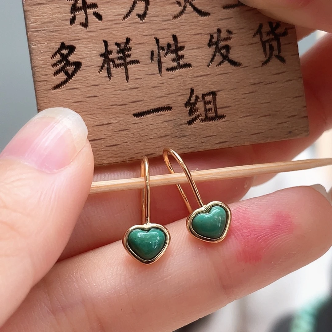 银S925镶嵌绿松石耳饰