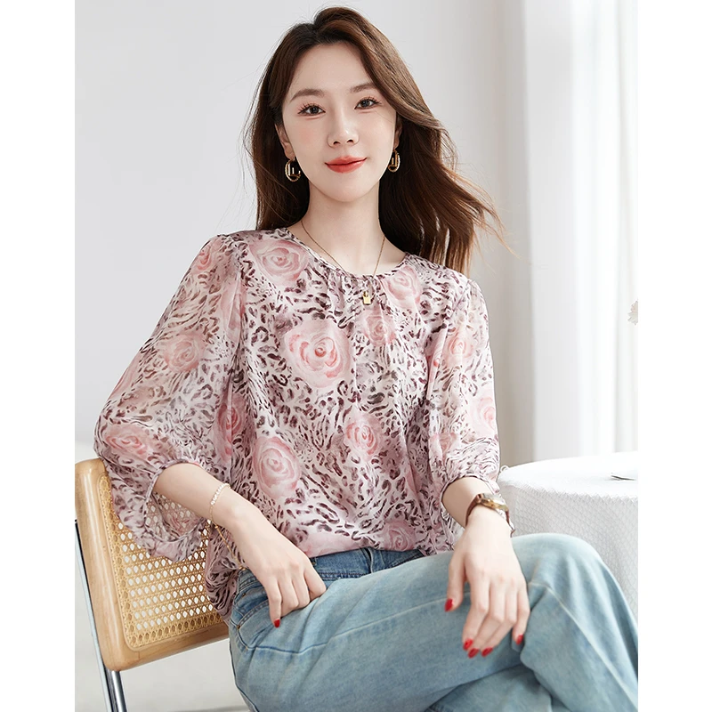 水墨佳人桑蚕丝真丝气质女装上衣12501165