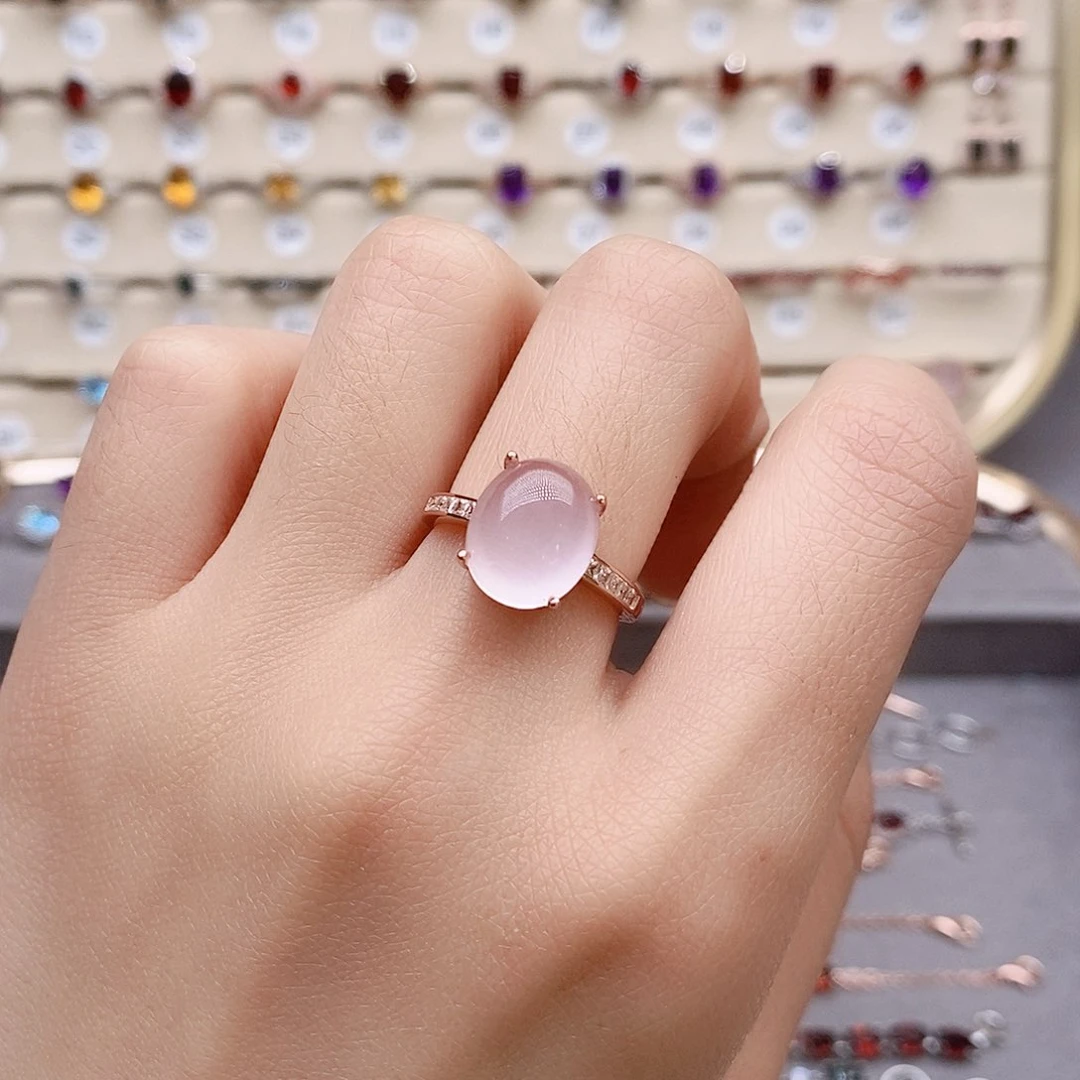 芙蓉石戒指银S925镶嵌戒指