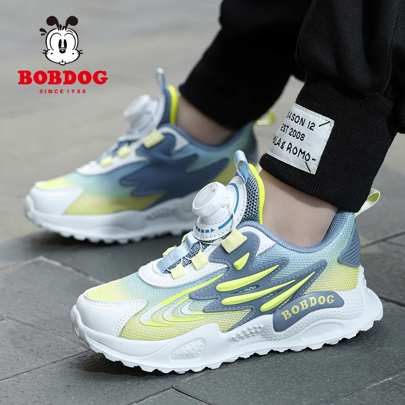 巴布豆儿童鞋2025春款男女童男童网面跑步透气轻便大中童运动鞋