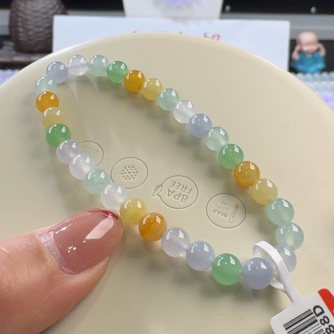 翡翠手链未镶嵌马卡龙多宝单圈6mm