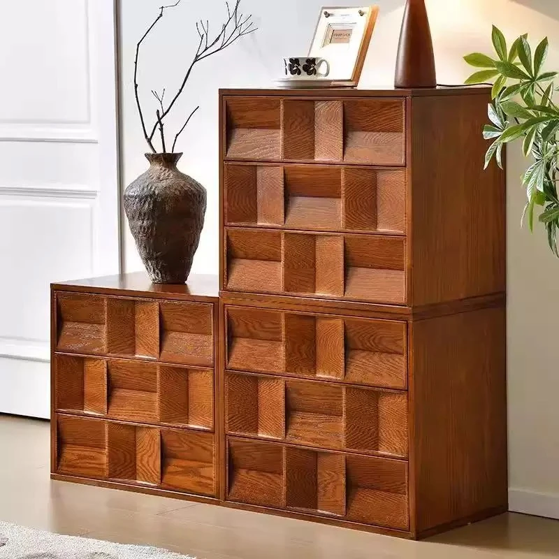 实木听音柜卡门柜中古风斗柜餐边柜电视柜模块组合储物柜落地柜