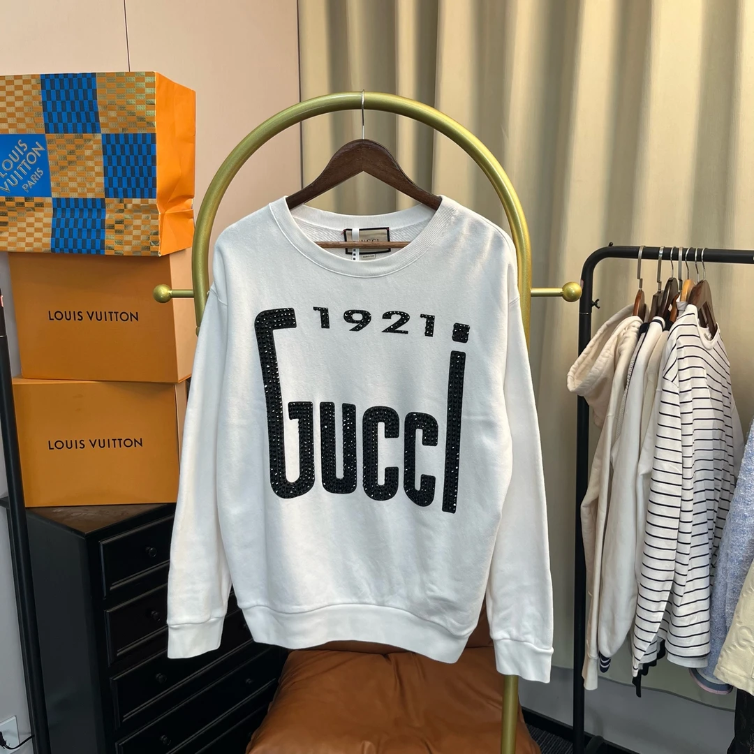 99新 GUCCI/古驰 梅芙 白色胸前大logo卫衣 xs码