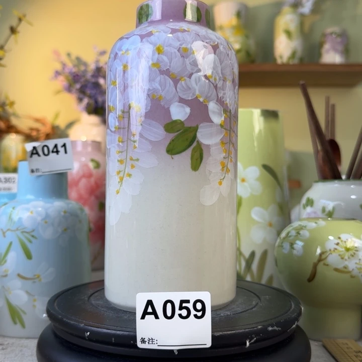 摆件景德镇陶瓷手绘花瓶摆件无孔