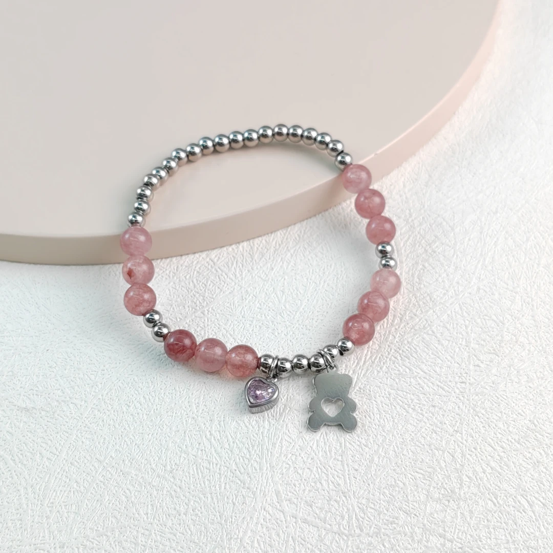 XUPING/旭平首饰 不锈钢合成锆石手链 情人节小熊 GDJ T001068779