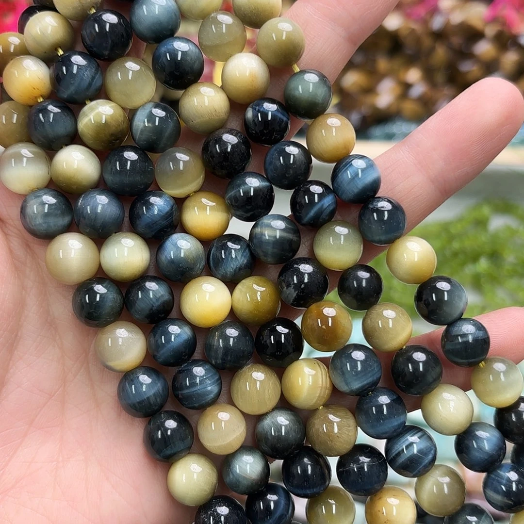 玛瑙/玉髓未镶嵌珠宝半成品卡十梦幻虎圆珠一条