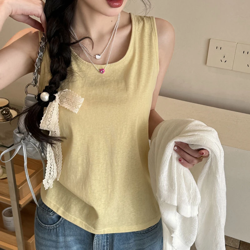 宽松型背心女2025新款吊带设计感小众纯色无袖宽松显瘦内搭上衣外