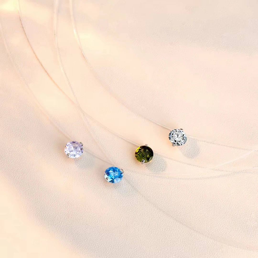 非金属树脂项链 人鱼之泪彩钻 升级S925明星同款经典小众轻奢项链