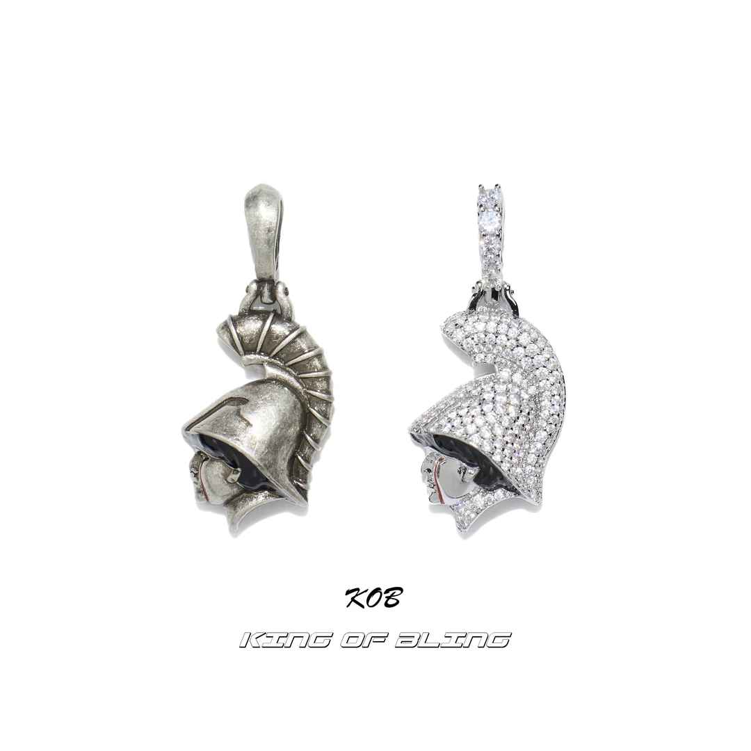 铜合金合成锆石吊坠 SHarK联名款悲伤角斗士吊坠项链镶嵌手工做旧