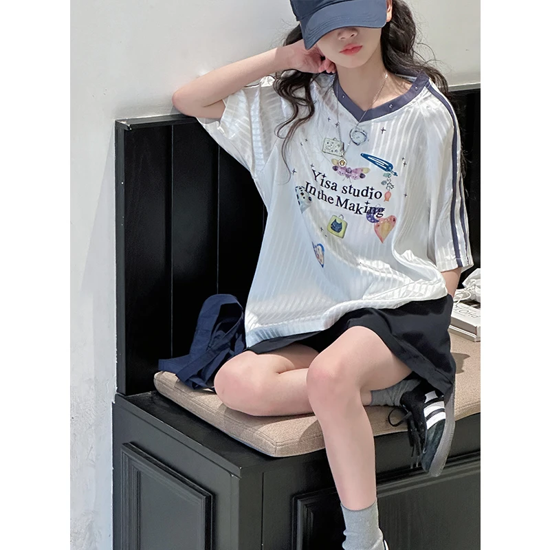 K29066运动女童T恤球衣2025新款夏装儿童短袖洋气女大童上衣T恤潮