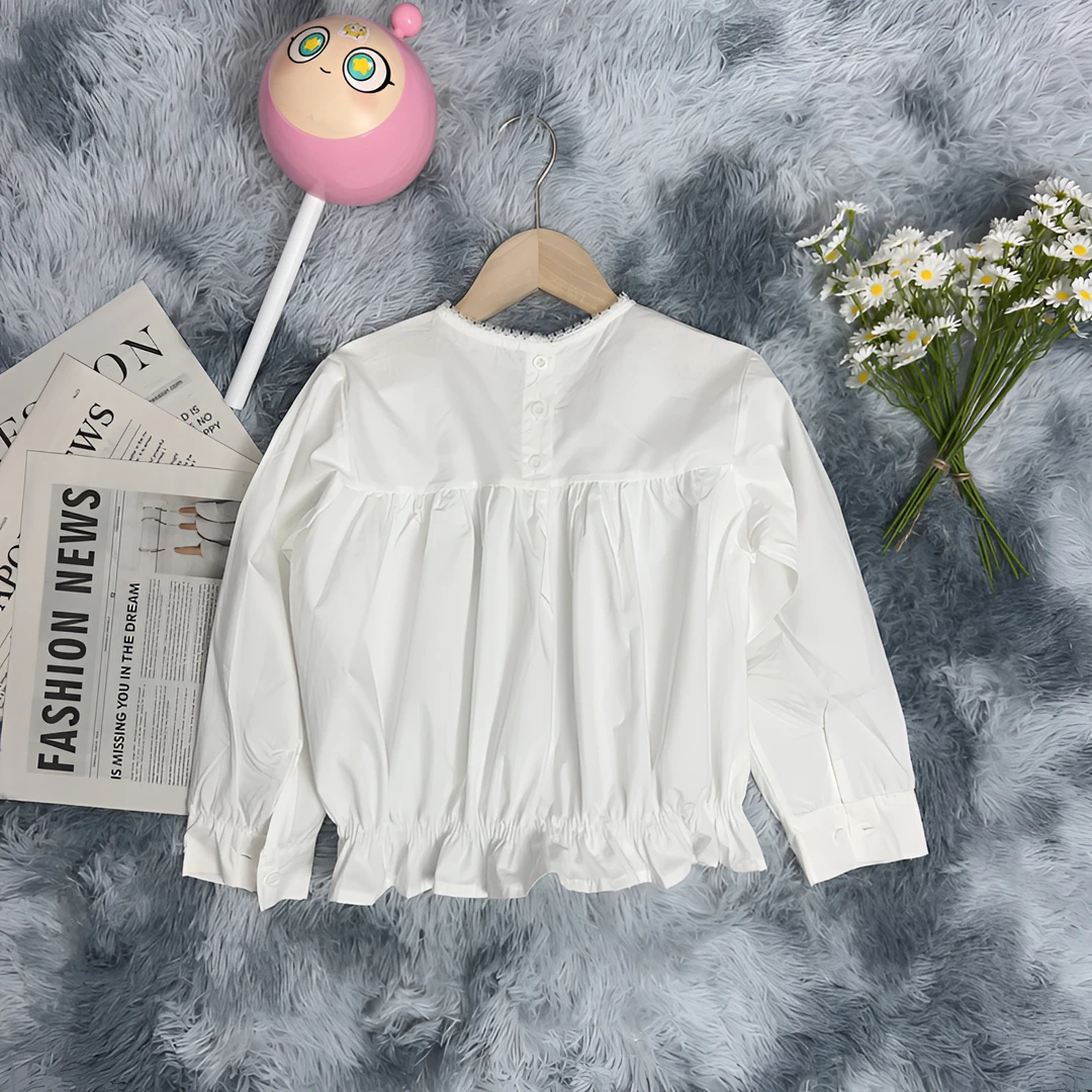 中大女童洋气衬衫春夏季薄款潮流非纯棉上衣时尚百搭白色打底衫