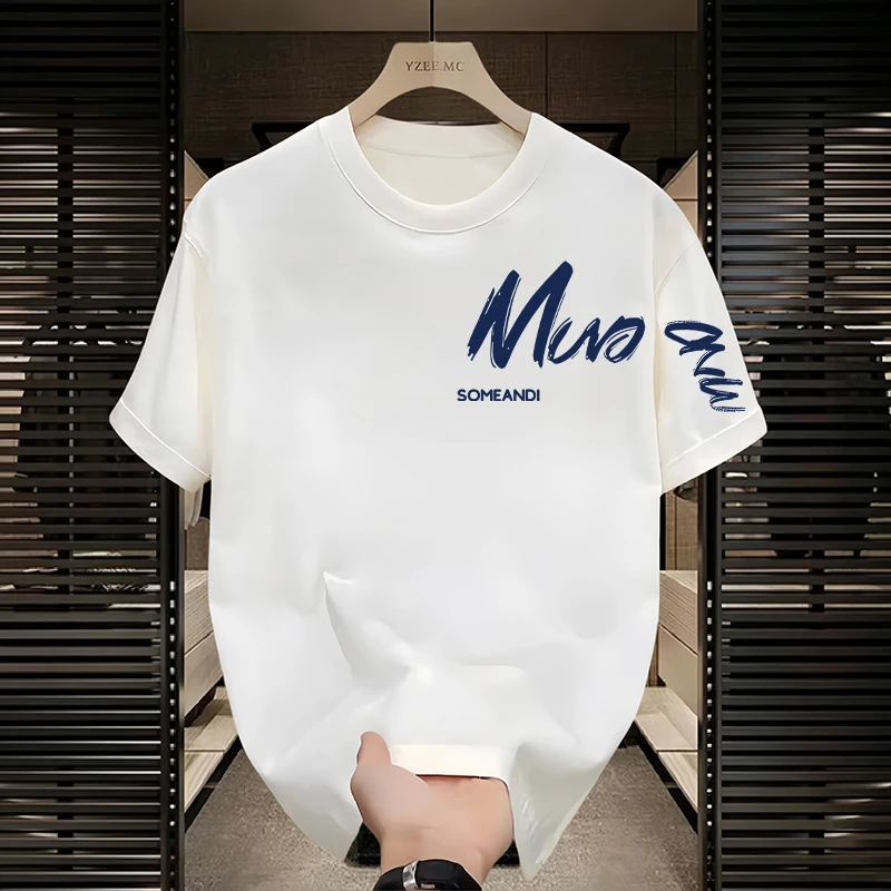 古梵沃重磅纯棉印花短袖圆领T恤男女同款情侣百搭夏季ins潮牌上衣