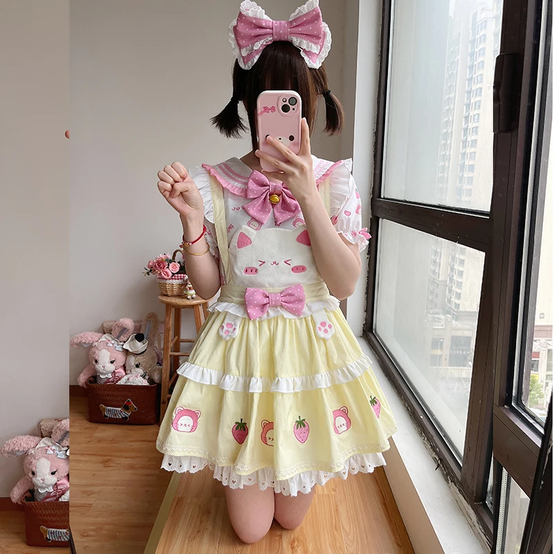 洛丽塔原创甜喵莓梦少女可爱背带裙Lolita裙子