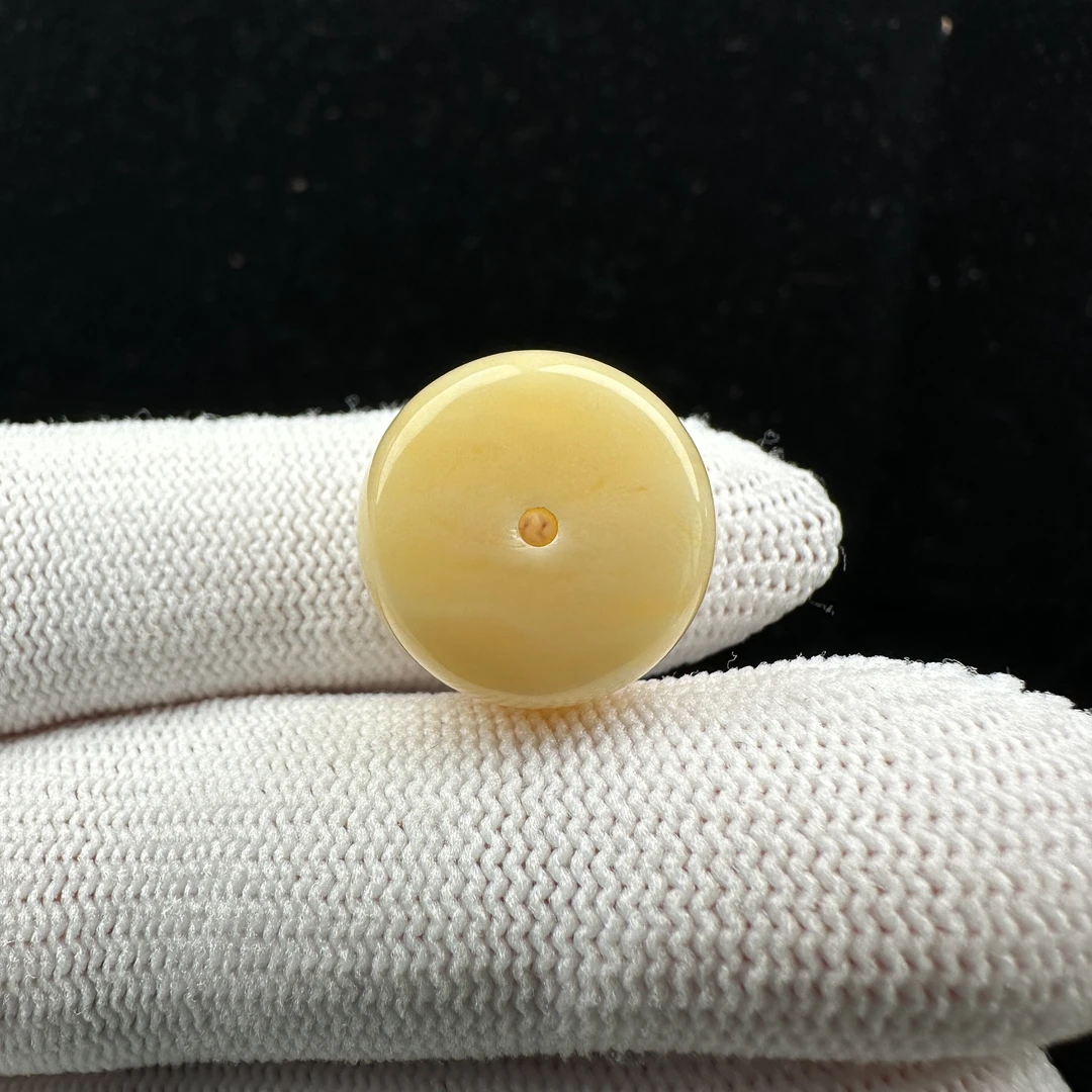 Y5200天然原矿蜜蜡 鸡油黄飘花墩子 17*10mm抖音基地质检发货